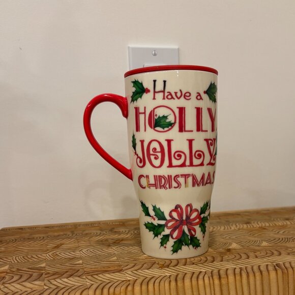 Lenox Holly Jolly Christmas Mug W Travel Lid Heat Color Changing 20oz - retired - Picture 2 of 14